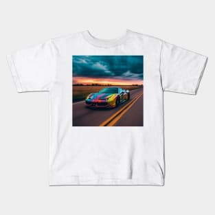 Supercar,Speed,Nature,Awe,Engineering,Marvel,ThrillOfSpeed,HumanInnovation,PreserveAndProtect,Harmony,With,Nature,Adventure,Awaits,BreathtakingScenery,Human,Progress,Ingenious,Design,Racing,Through,Beauty Kids T-Shirt